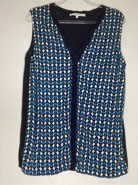 Gerard Darel Paris  Silk Blouse Sleeveless Geometric Sz 2